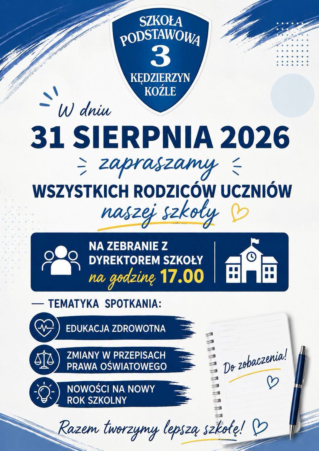 Zaproszenie na spotkanie z dyrekcją szkoły